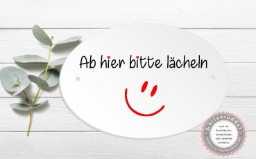 zauberhaftes ovales Türschild bitte Lächeln- Büro Einweihung, Richtfest, Einzug Geburtstag vonLüttentüddel®